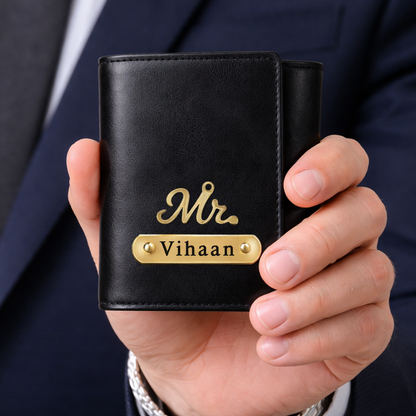 Personalized Men's Trifold Leather Wallet
