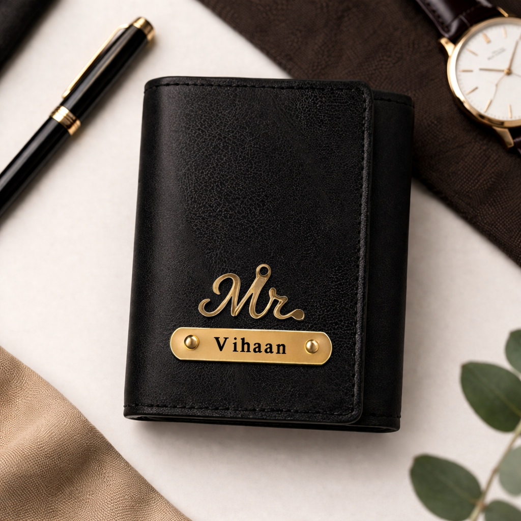 Personalized Men's Trifold Leather Wallet