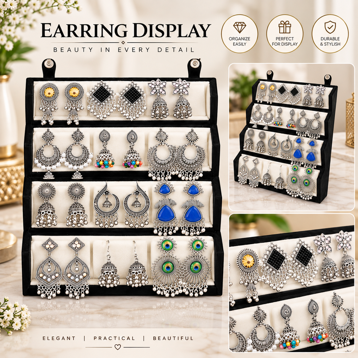 Set of 12 Oxidized Earrings for Women