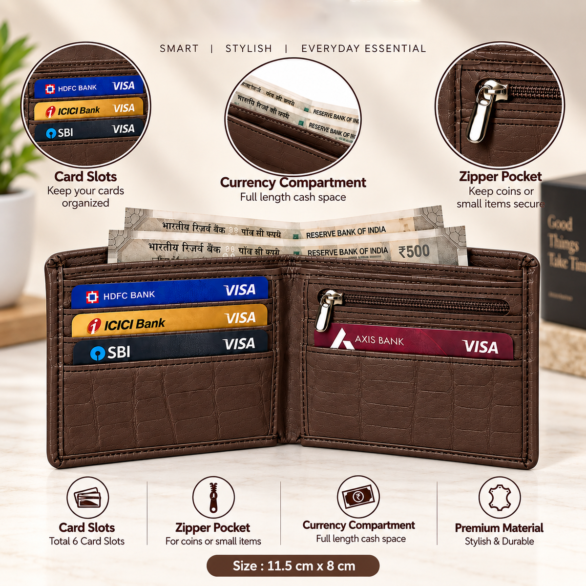 Executive Croc Textured Leather Wallet