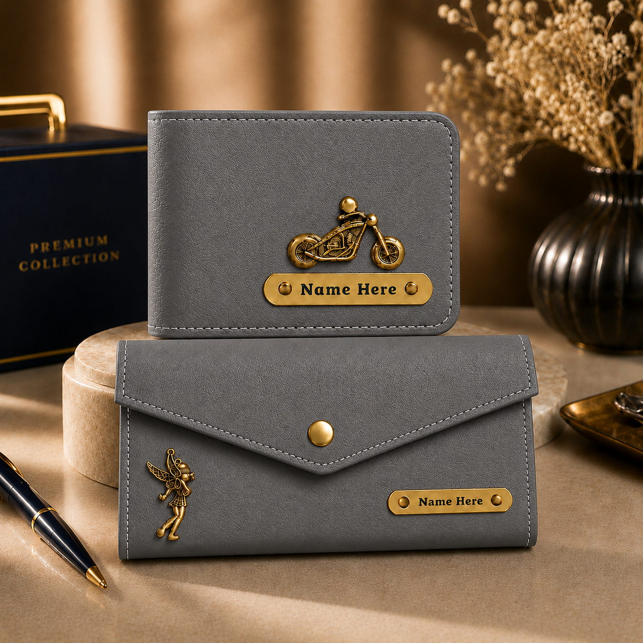 Personalized Wallet & Minimal Wallet Gift Set for Couples