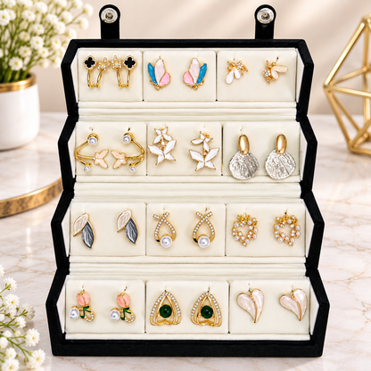Stylish Earrings for Women – 12 Pairs with Storage Case