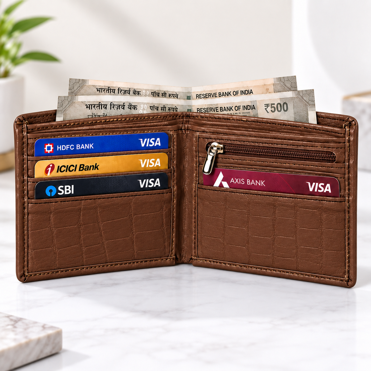 Executive Croc Textured Leather Wallet