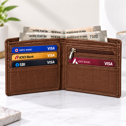 Executive Croc Textured Leather Wallet