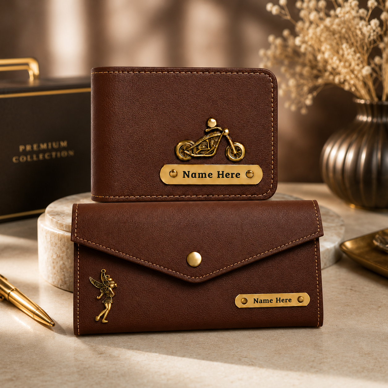 Personalized Wallet & Minimal Wallet Gift Set for Couples