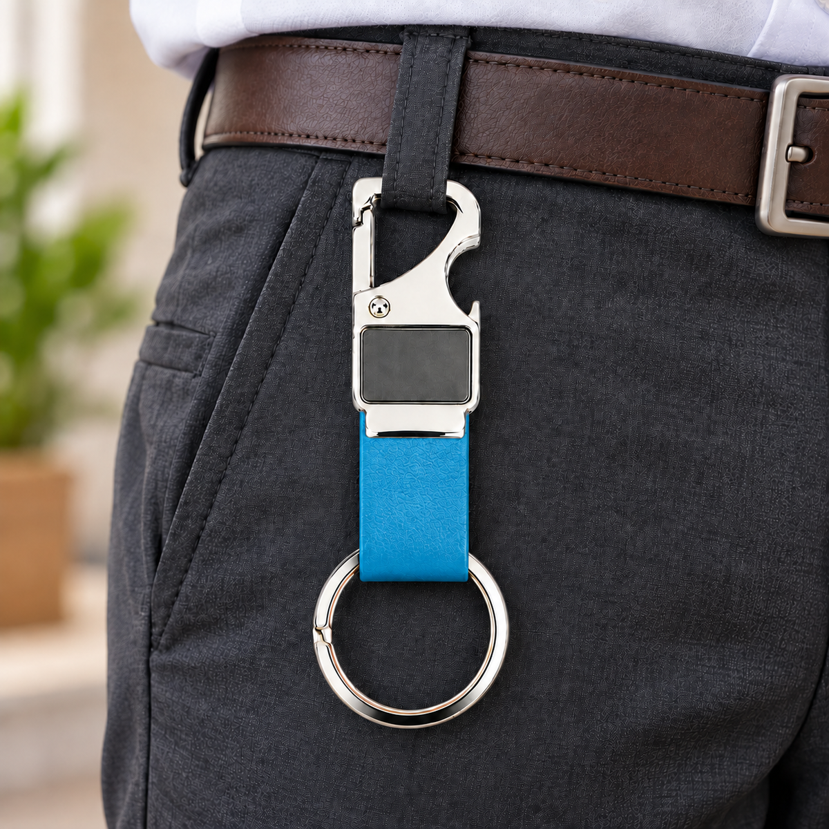 Premium Leather Metal Keychain for Men