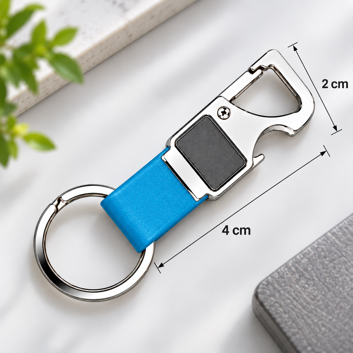 Premium Leather Metal Keychain for Men