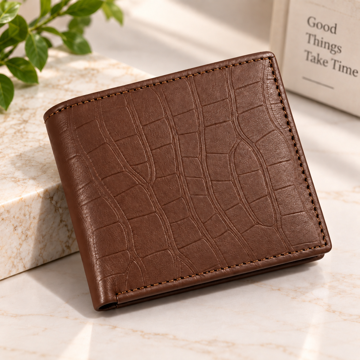 Executive Croc Textured Leather Wallet