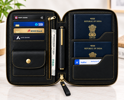 Personalized Family Passport Wallet & Multi-Card Travel Organizer