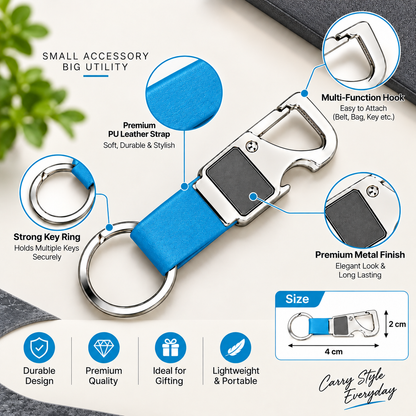 Premium Leather Metal Keychain for Men