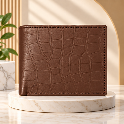 Executive Croc Textured Leather Wallet