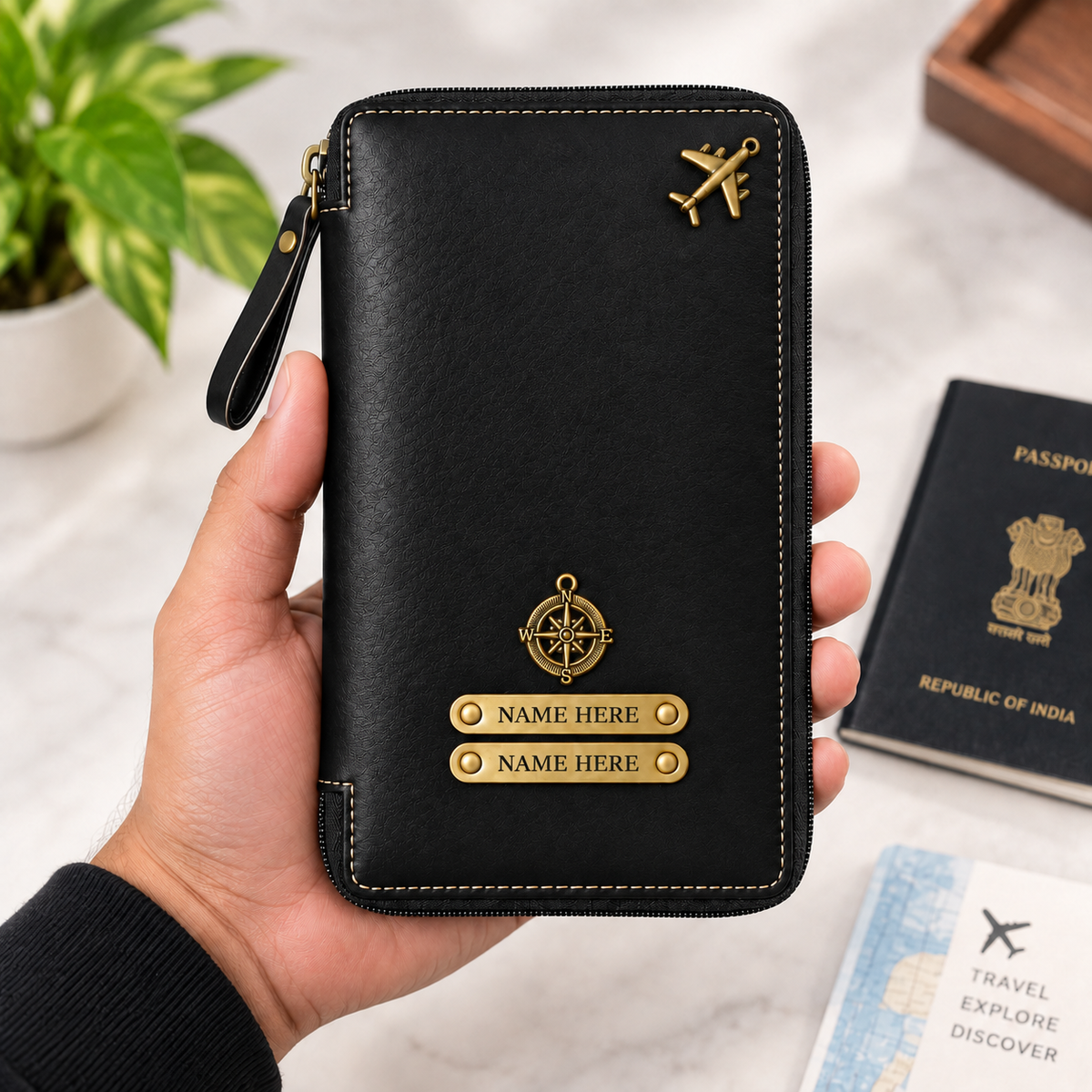 Personalized Family Passport Wallet & Multi-Card Travel Organizer