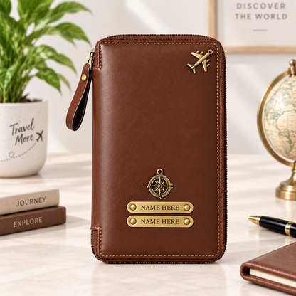 Personalized Family Passport Wallet & Multi-Card Travel Organizer