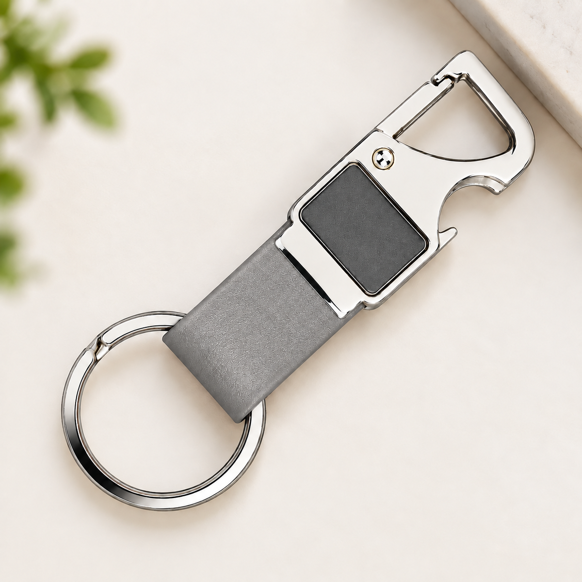 Premium Leather Metal Keychain for Men