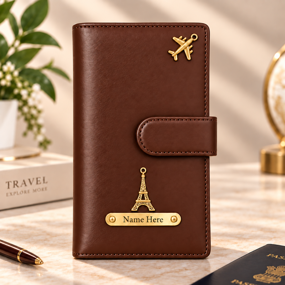 Elegant Personalized Passport Holder & Travel Document Organizer