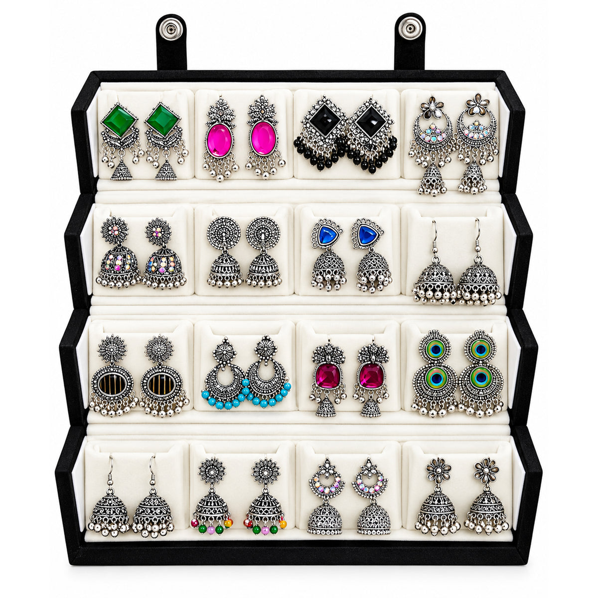 Beautiful Oxidized Jhumka Earrings Set for Women – 12 Pairs
