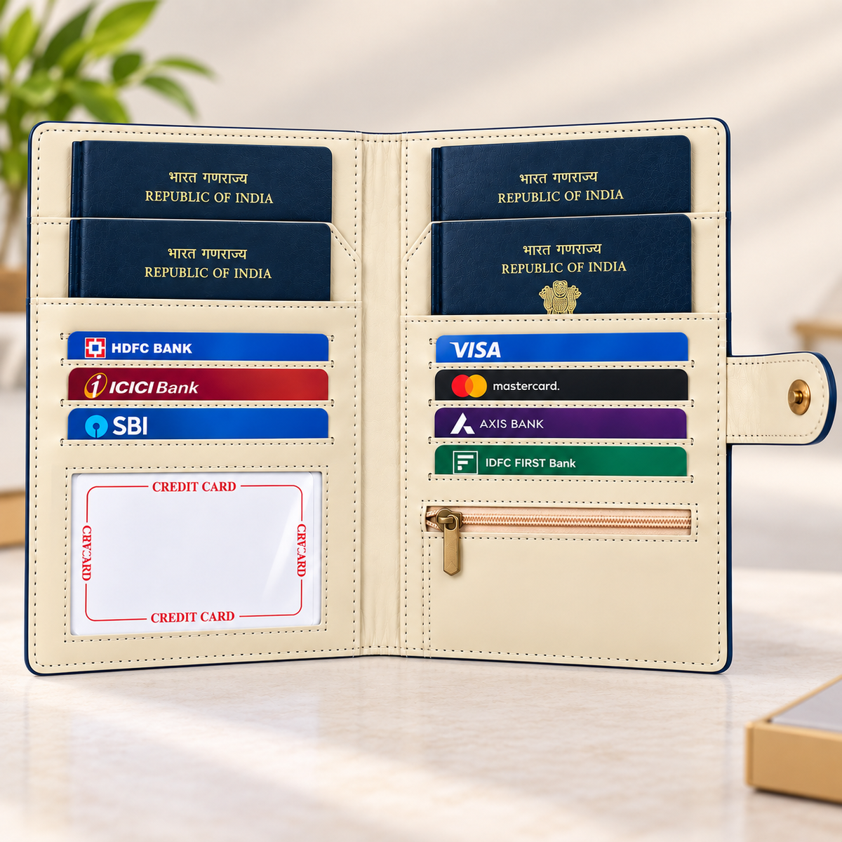 Elegant Personalized Passport Holder & Travel Document Organizer