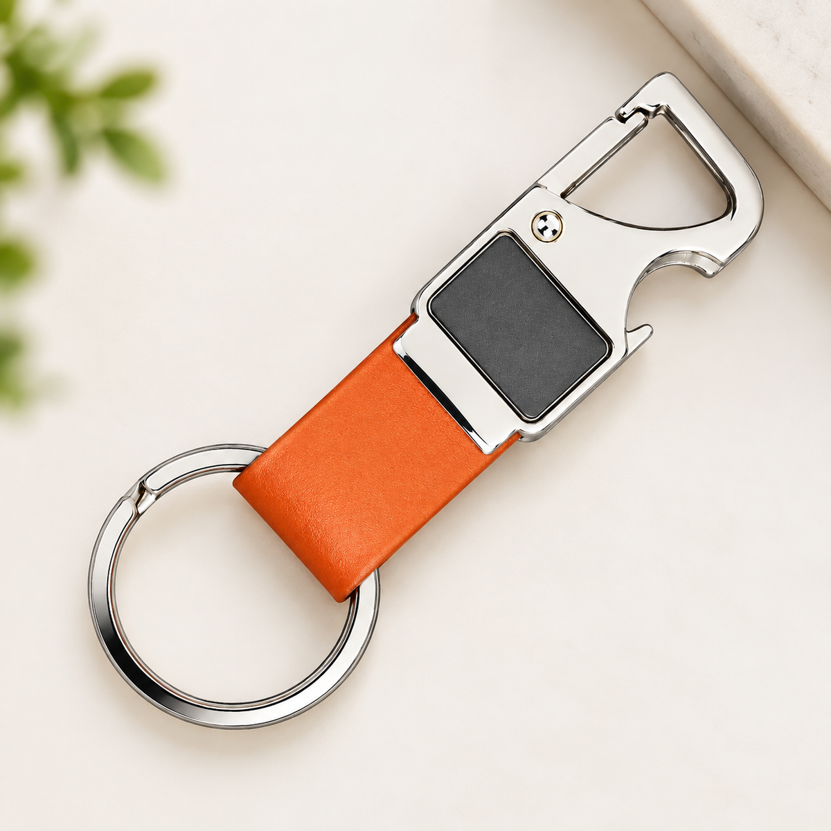Premium Leather Metal Keychain for Men