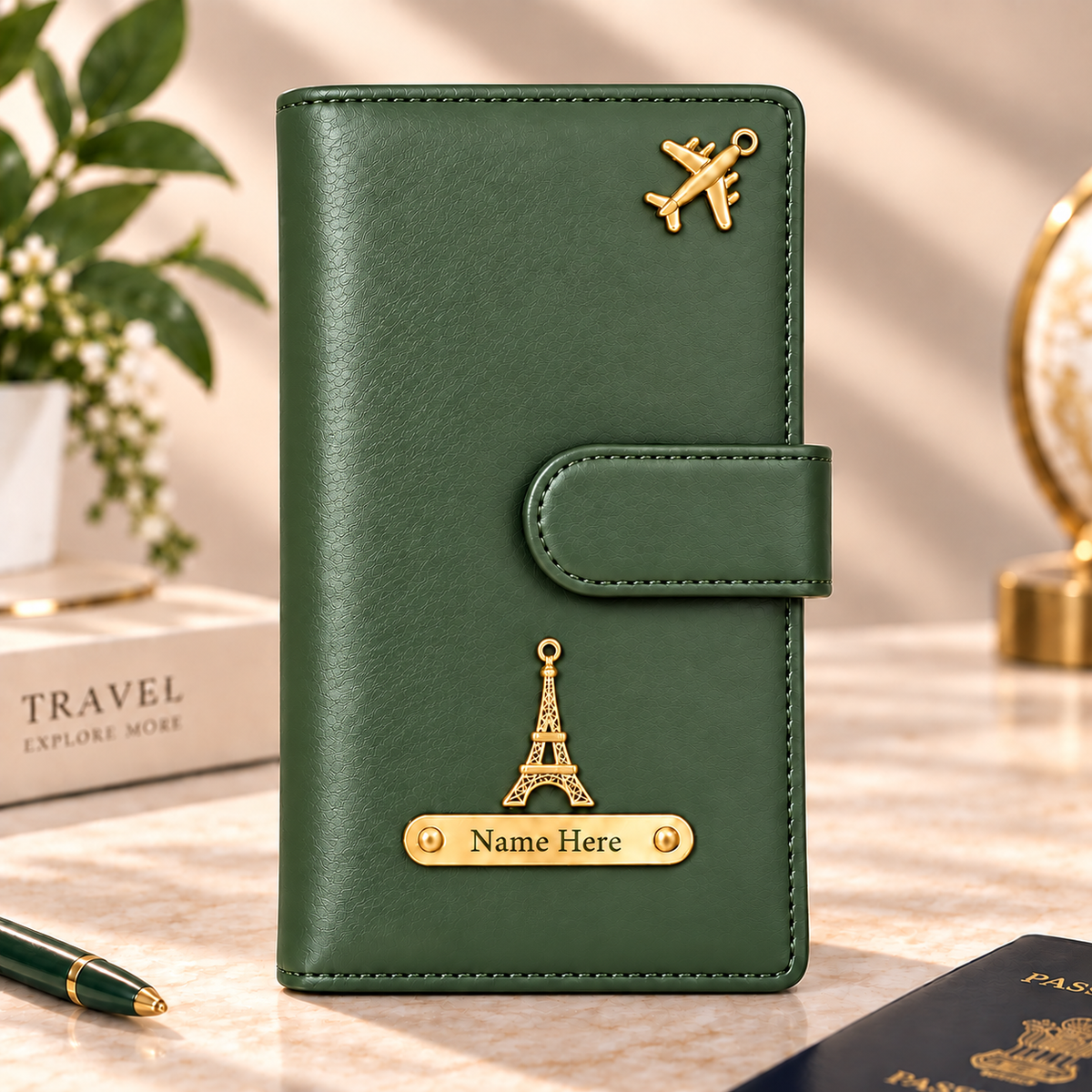 Elegant Personalized Passport Holder & Travel Document Organizer