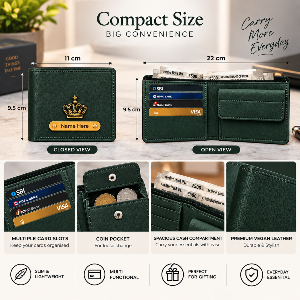 Premium Personalized Imported Wallet for Men with Custom Name & Charm