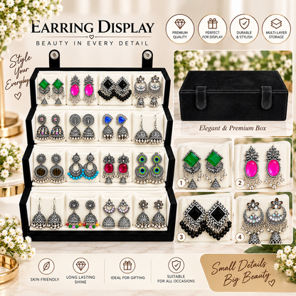 Beautiful Oxidized Jhumka Earrings Set for Women – 12 Pairs