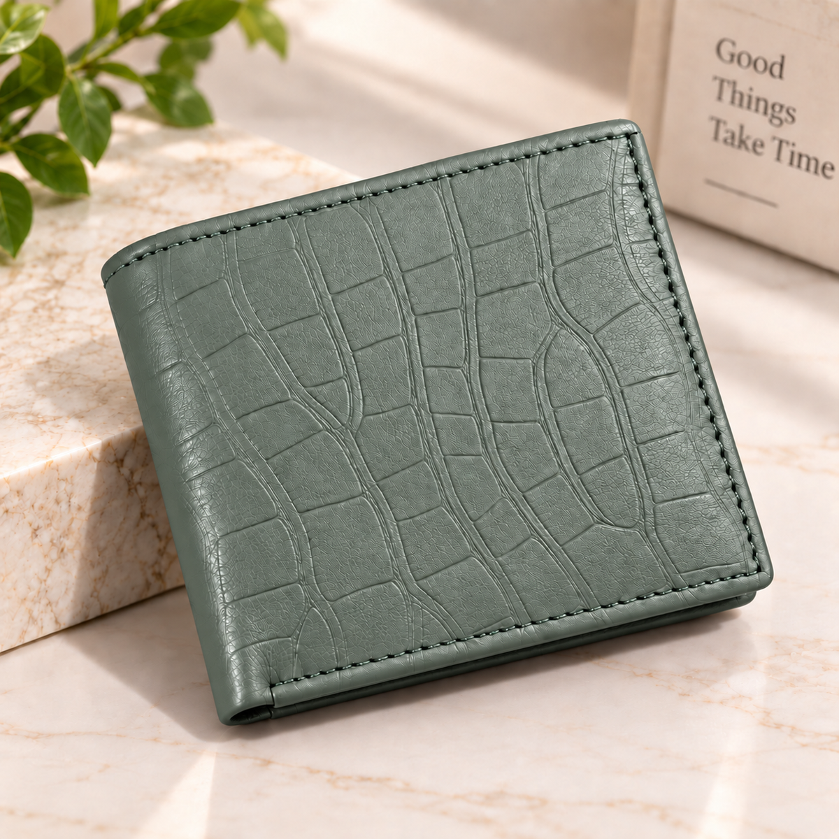Executive Croc Textured Leather Wallet