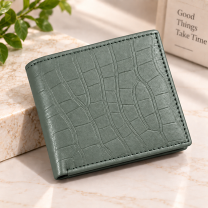 Executive Croc Textured Leather Wallet