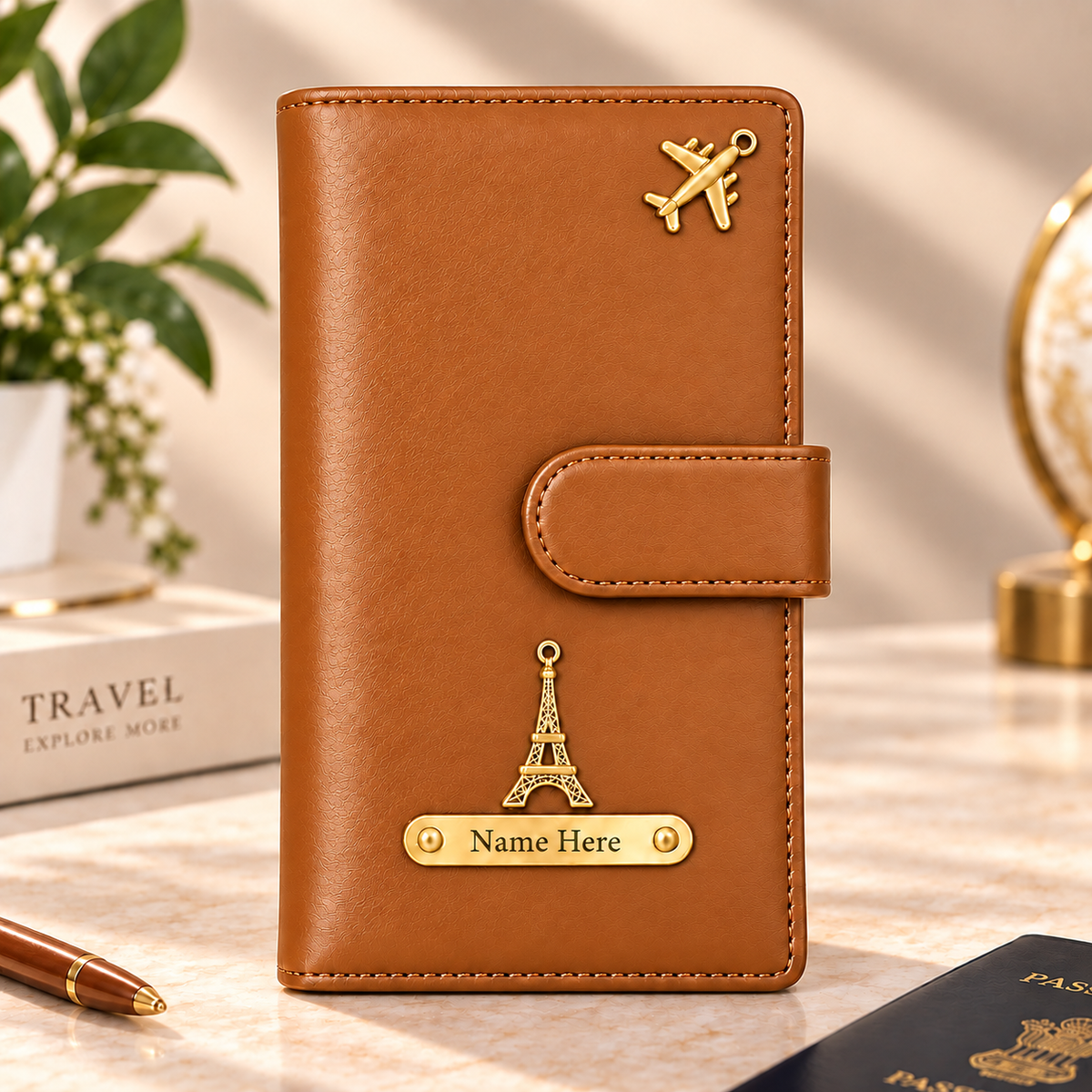 Elegant Personalized Passport Holder & Travel Document Organizer