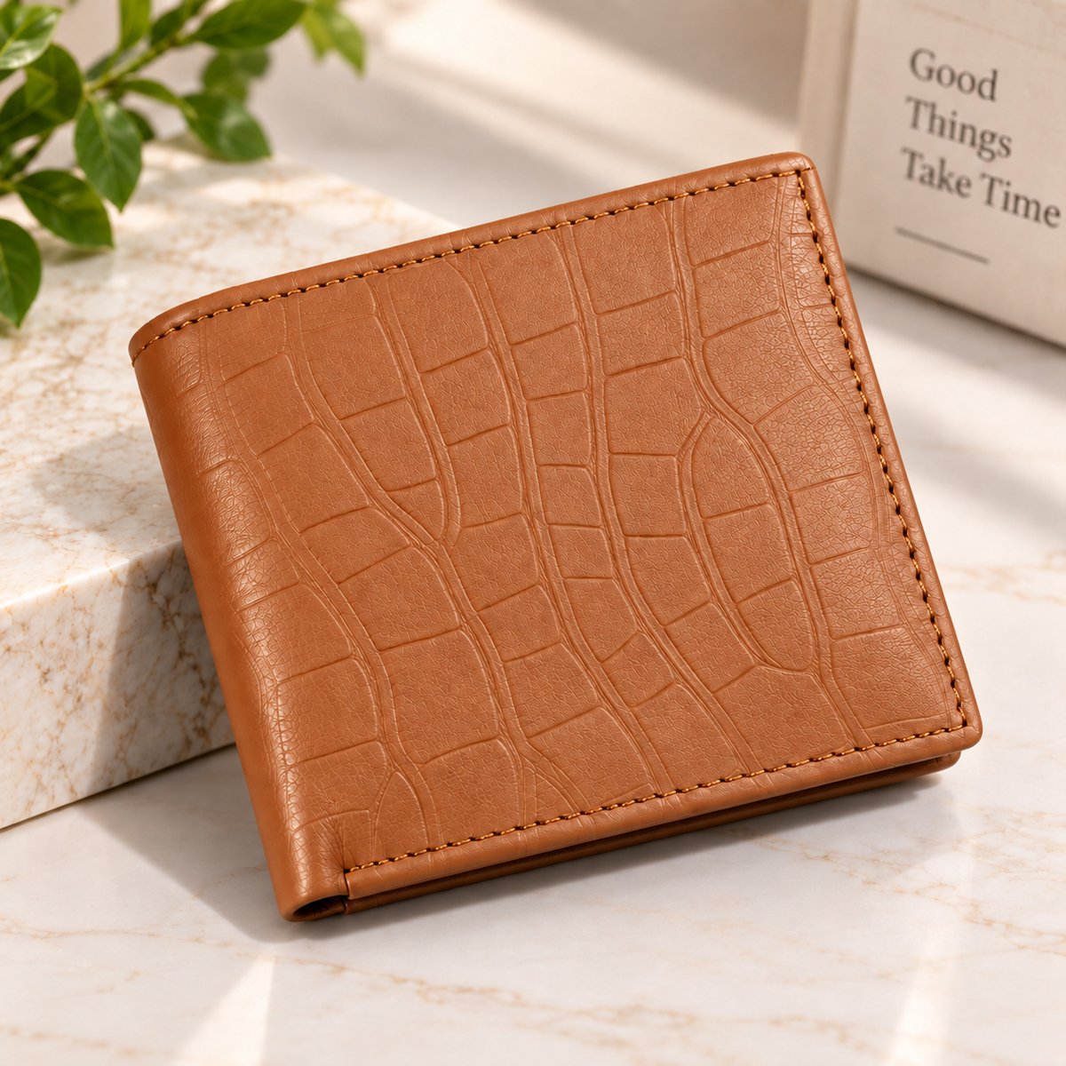 Executive Croc Textured Leather Wallet