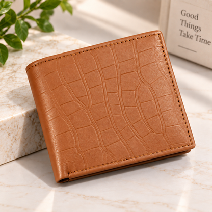 Executive Croc Textured Leather Wallet