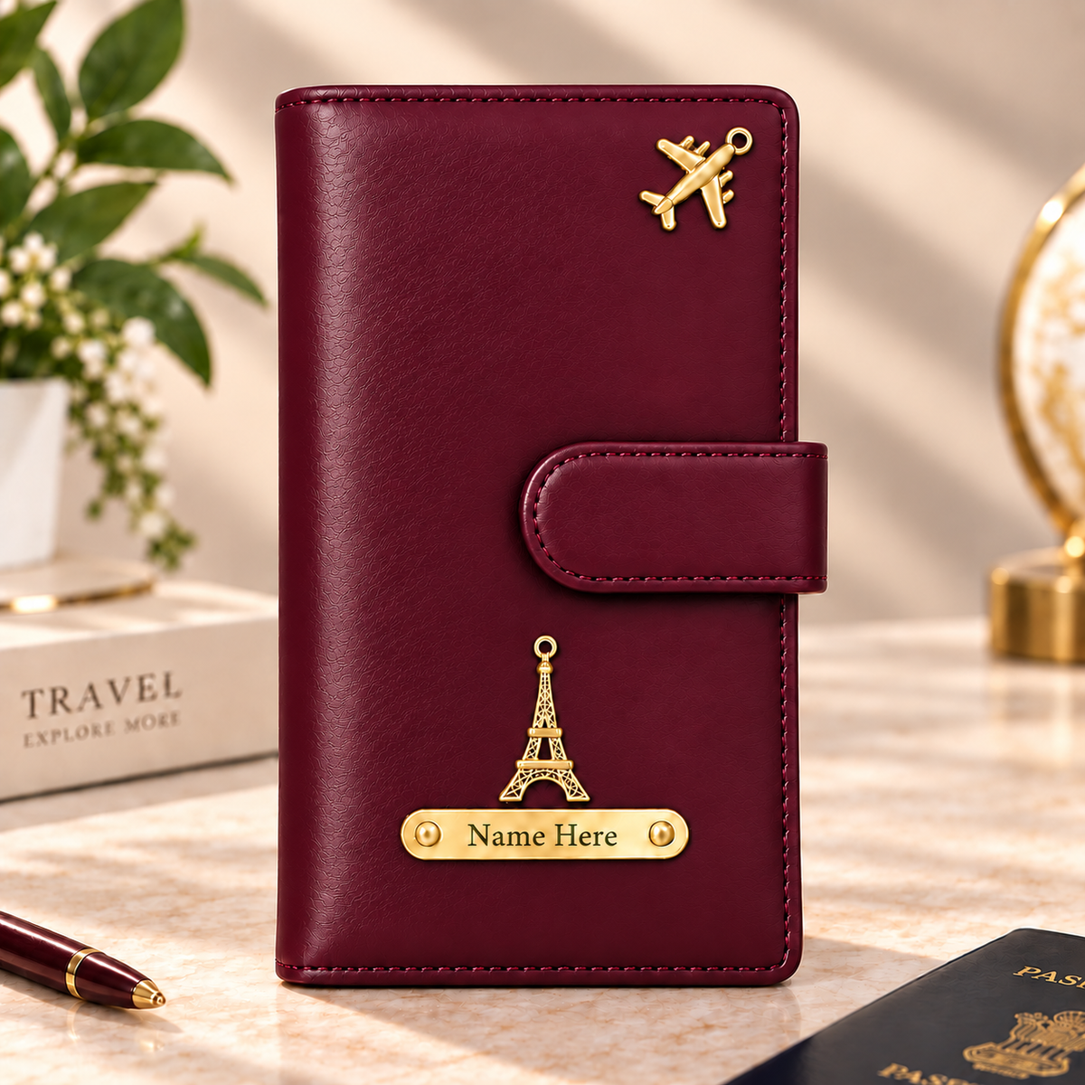 Elegant Personalized Passport Holder & Travel Document Organizer