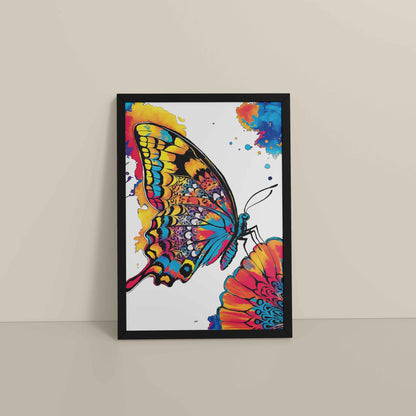 Floor View of Wings of Wonder – Colorful Butterfly Abstract Art in Black Color Frame