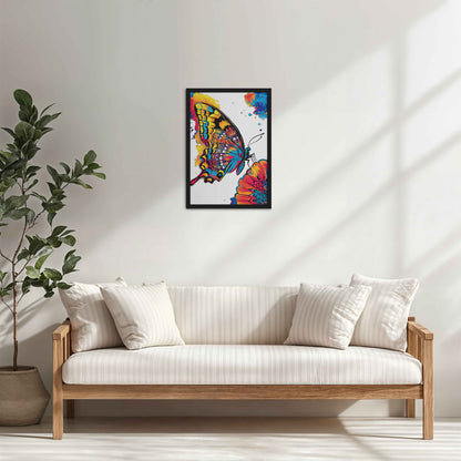 Living Room Cabinet Table Preview of Wings of Wonder – Colorful Butterfly Abstract Art in Black Color Frame