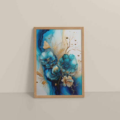 Floor View of Sun Between Peaks and Streams – Nature Abstract Art in Natrual Color Frame