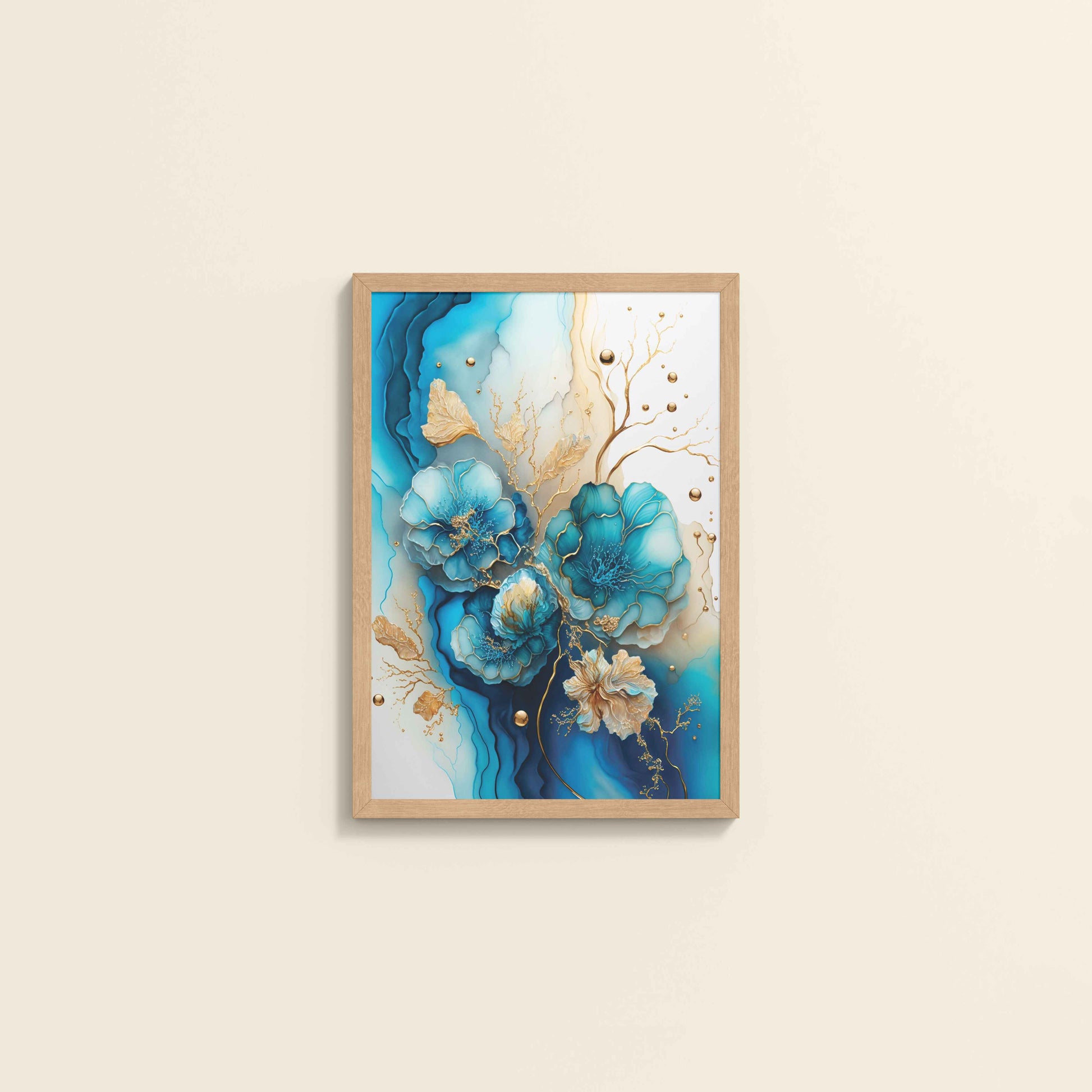 Wall View of Sun Between Peaks and Streams – Nature Abstract Art in Natrual Color Frame