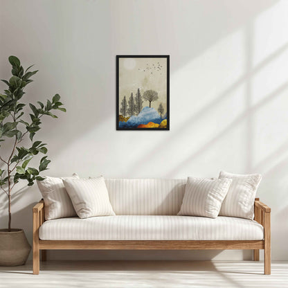 Living Room Cabinet Table Preview of Dusky Scenery – Nature-Inspired Abstract Art Frame in Black Color Frame