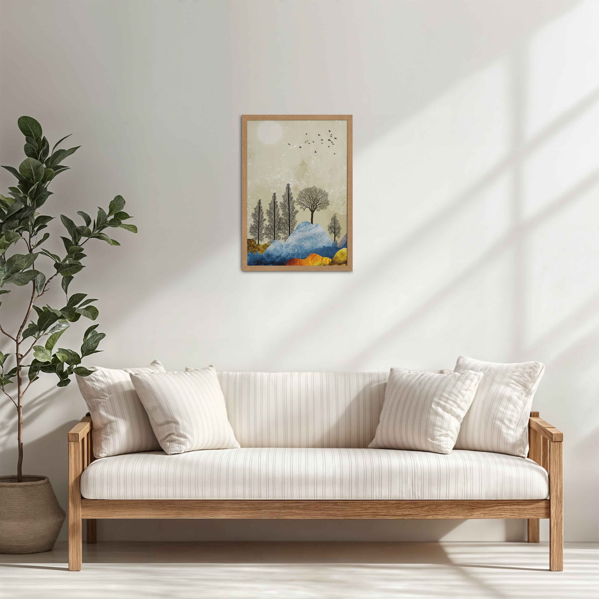 Living Room Cabinet Table Preview of Dusky Scenery – Nature-Inspired Abstract Art Frame in Natrual Color Frame
