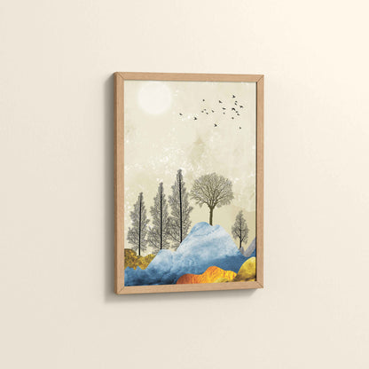 Side View of Dusky Scenery – Nature-Inspired Abstract Art Frame in Natrual Color Frame
