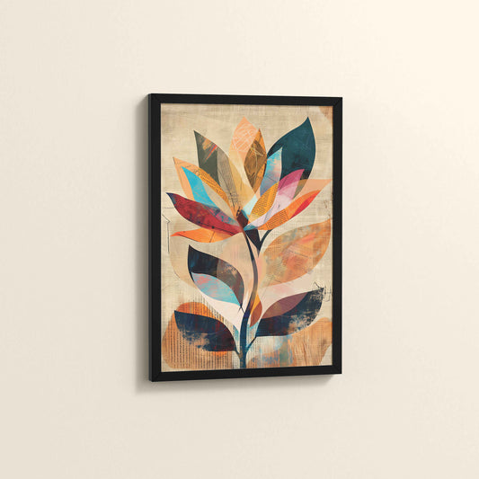 Side View of Abstract Nature – Minimalist Boho Plant Art & Wall Decor in Black Color Frame