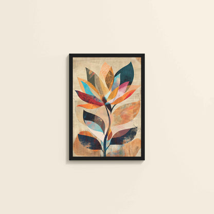 Wall View of Abstract Nature – Minimalist Boho Plant Art & Wall Decor in Black Color Frame
