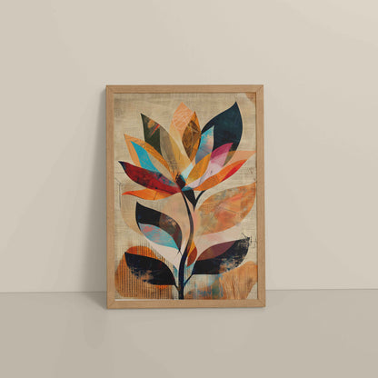 Floor View of Abstract Nature – Minimalist Boho Plant Art & Wall Decor in Natrual Color Frame