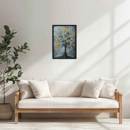 Living Room Cabinet Table Preview of Tree of Colorful Butterflies – Abstract Art Painting in Black Color Frame
