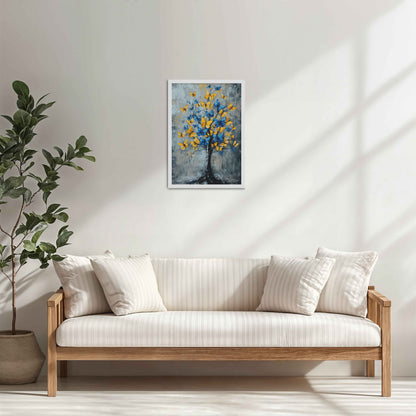 Living Room Cabinet Table Preview of Tree of Colorful Butterflies – Abstract Art Painting in White Color Frame