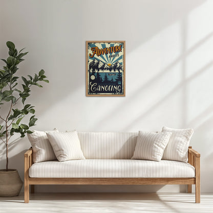 Living Room Cabinet Table Preview of Adventure Awaits – Wild River Canoeing Wall Art in Natrual Color Frame