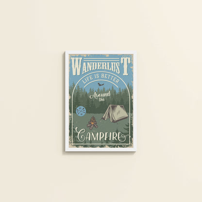 Wall View of Wanderlust Life Around the Campfire Wall Art in White Color Frame
