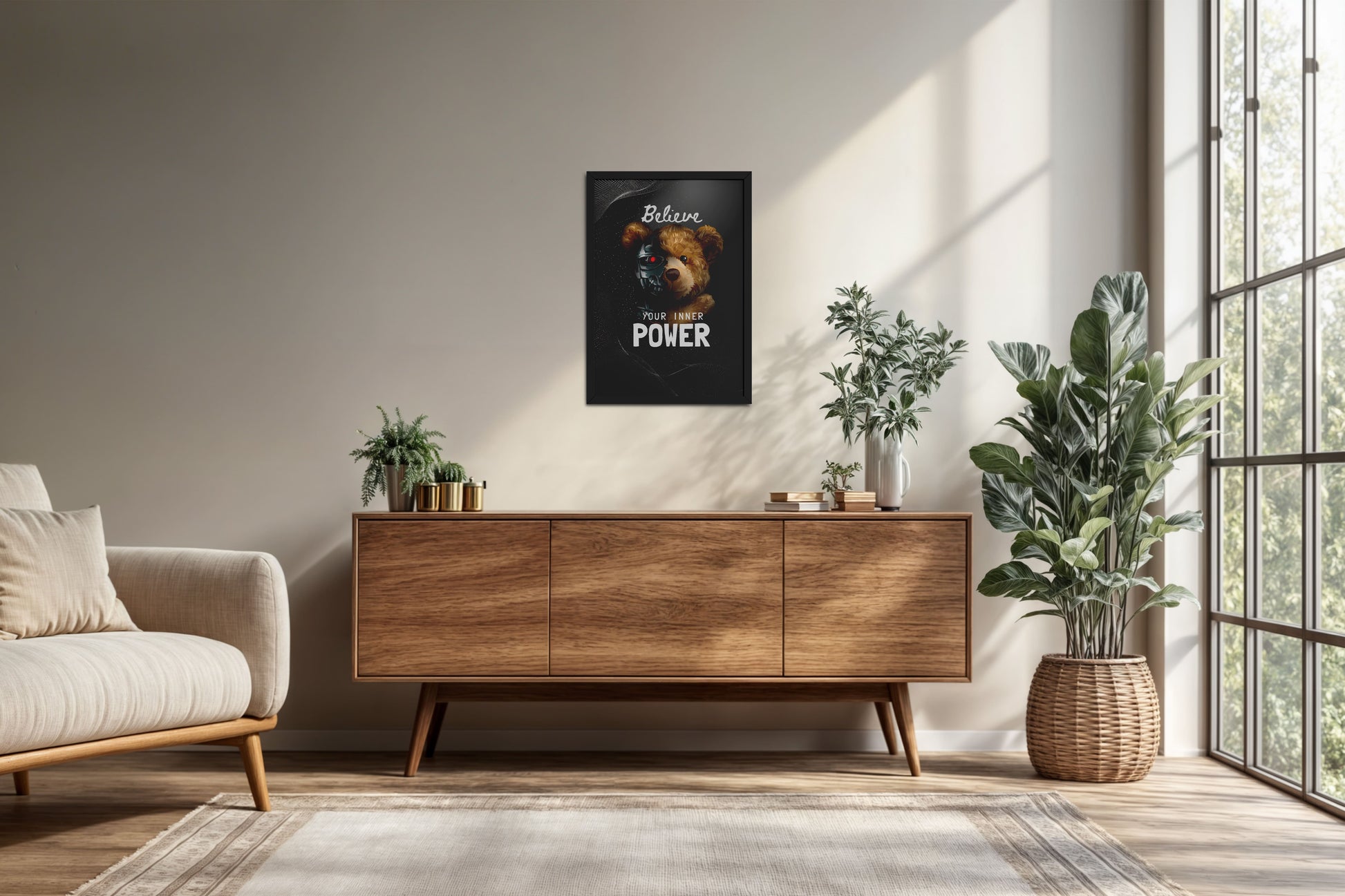 Living Room Cabinet Preview of Believe in Your Inner Power – Inspirational Quote Wall Decor in Black Color Frame