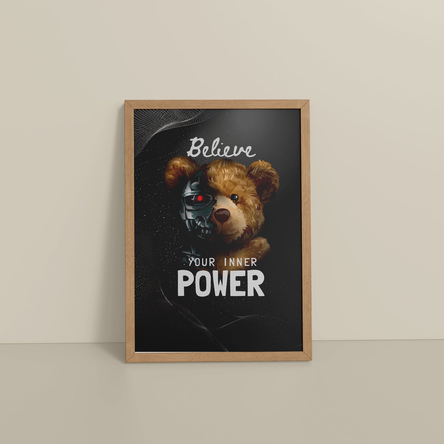 Floor View of Believe in Your Inner Power – Inspirational Quote Wall Decor in Natrual Color Frame