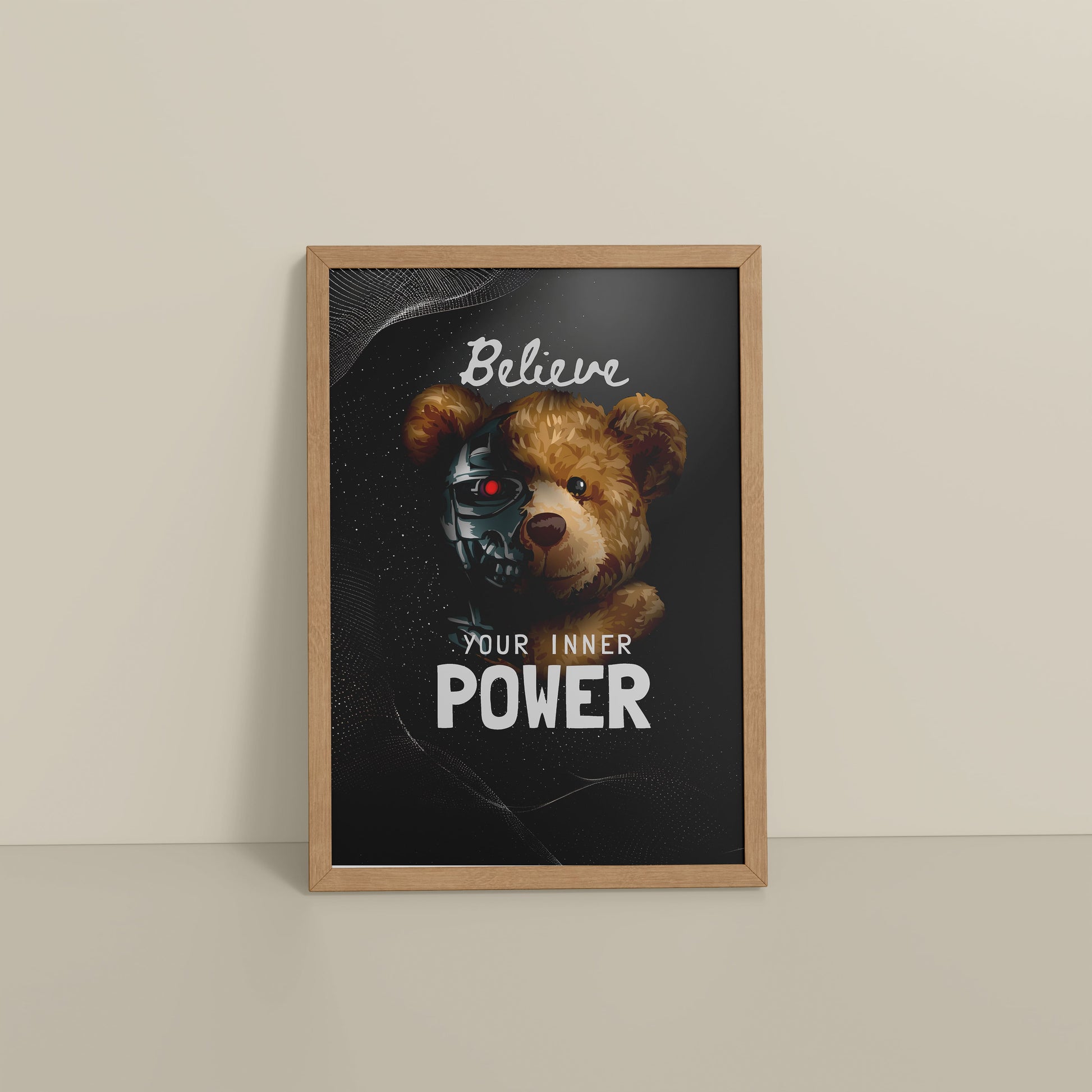 Floor View of Believe in Your Inner Power – Inspirational Quote Wall Decor in Natrual Color Frame