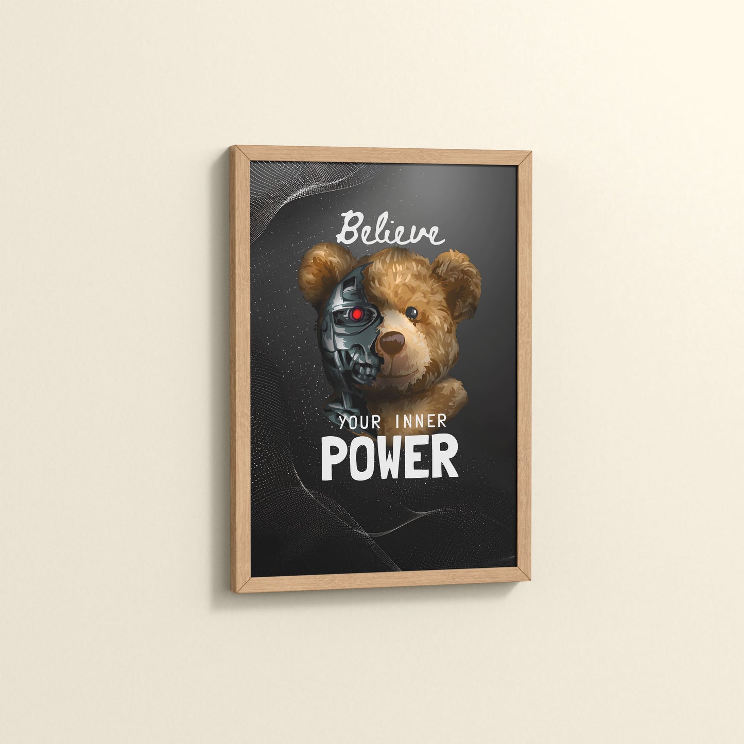 Side View of Believe in Your Inner Power – Inspirational Quote Wall Decor in Natrual Color Frame