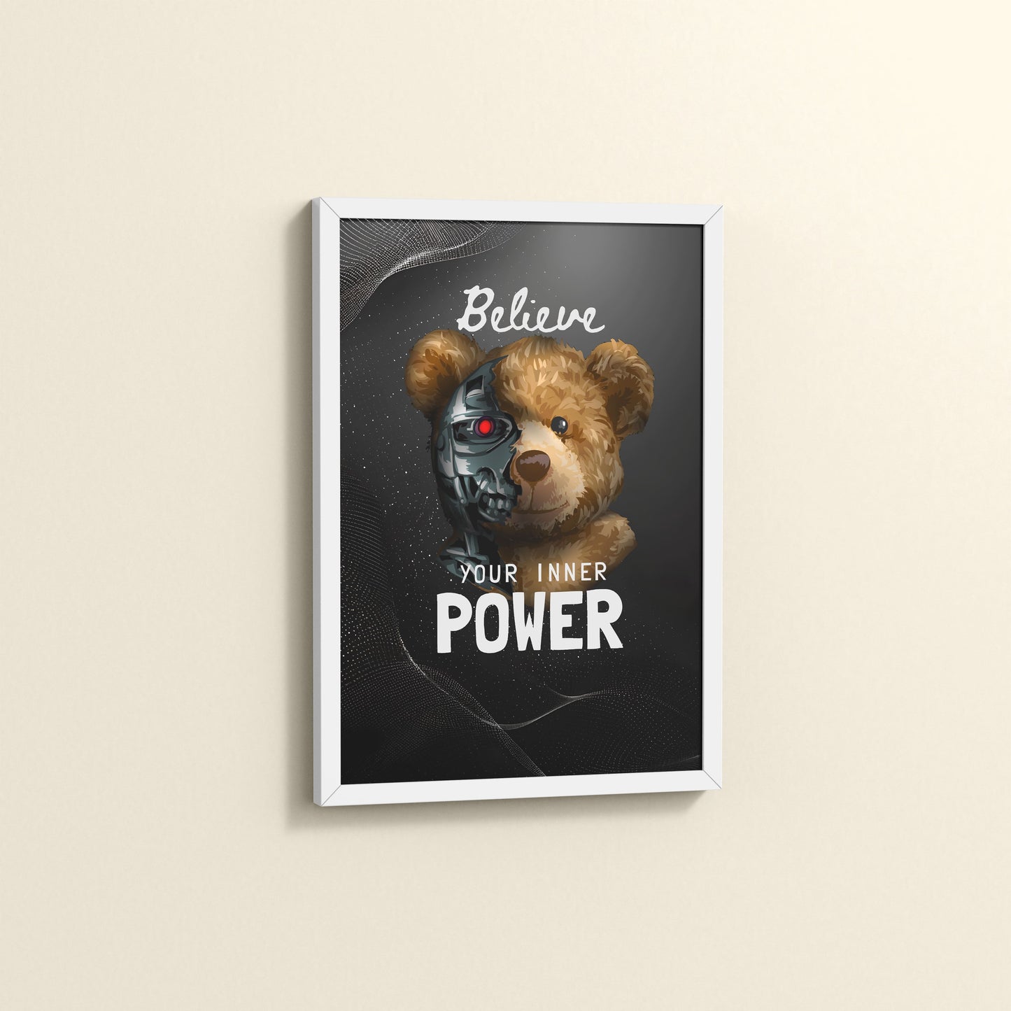Side View of Believe in Your Inner Power – Inspirational Quote Wall Decor in White Color Frame